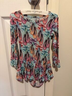 Girls Ballet Flats Print Long-Sleeve Peplum Top - Light Blue